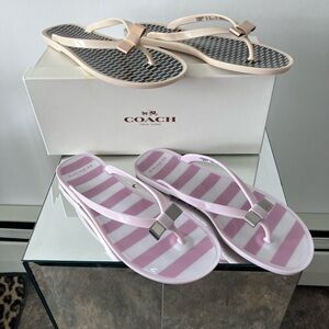 VTG y2k 2 Pair Lot of Coach Landon Jelly Sandals Flip Flops Size 8 Clean